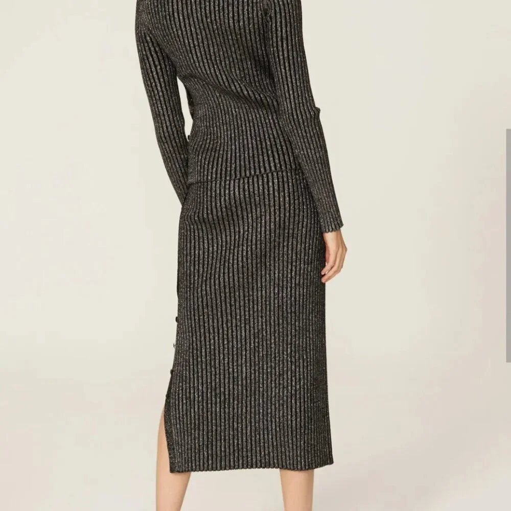 Tory Burch Lurex Stripe Knit Skirt Size XXS MSRP $498
